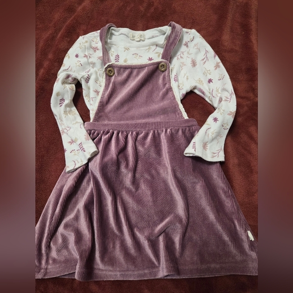 Pearl Other - Kit + Pearl mauve corduroy pinafore dress and patterned set for kids
